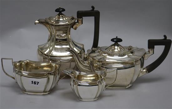 A plated four piece tea and coffee service